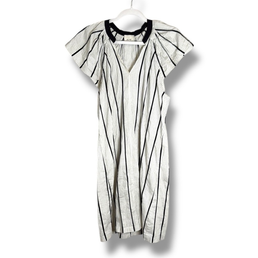 Alysi Crème Cotton/Silk Mini Dress Size 4 Quiet Luxury Contemporary Boho